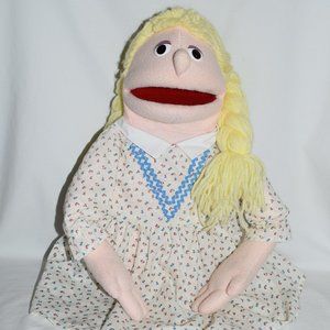 Vintage Ventriloquist Yellow Hair Girl Plush Puppet